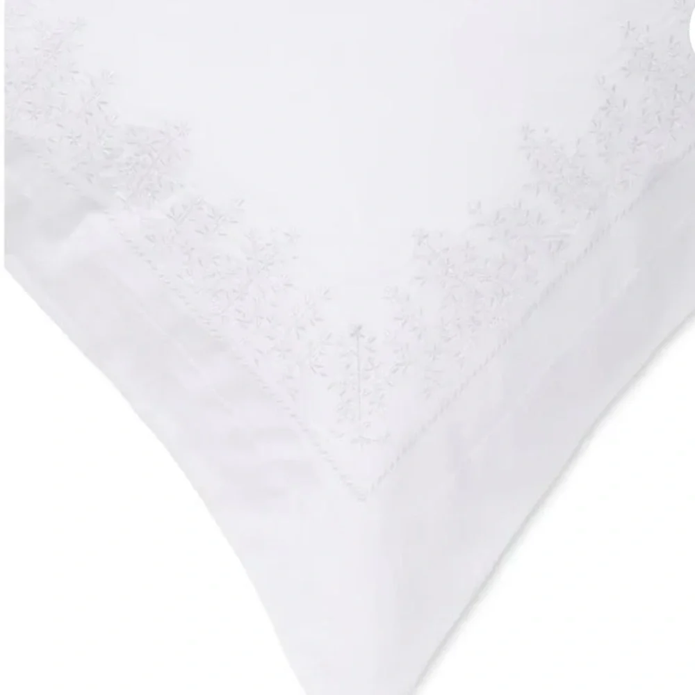 Leaf Stone Embroidery Percale Cotton Duvet Set Rose On White - King - 3 Piece - Picture 3 of 7